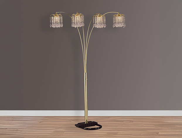 4893G RAIN DROP ARC LAMP 84"H GOLD