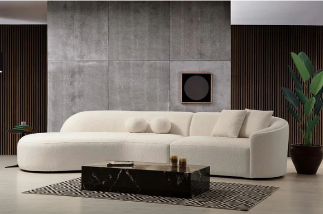 Cloe Ivory Boucle Curved