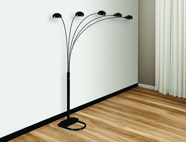 4888B-BK PEACOCK SHADE FLOOR LAMP BK 82"H