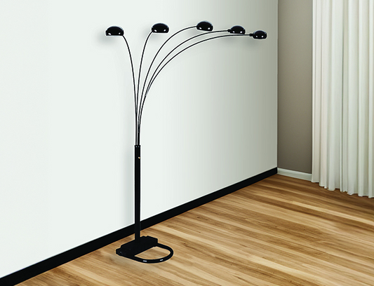 4888B-BK PEACOCK SHADE FLOOR LAMP BK 82"H