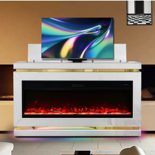 A94 TV STAND W/FIREPLACE (WHITE)