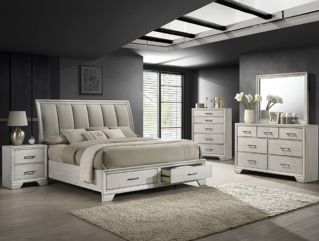 JAYMES WHITE MIST BEDROOM GROUP - Queen