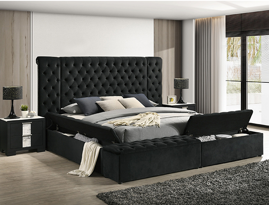 LILIANA BLACK BED FRAME - Queen