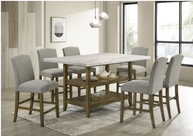 Lola20 - (GENUINE MARBLE) Table & 6-Chairs