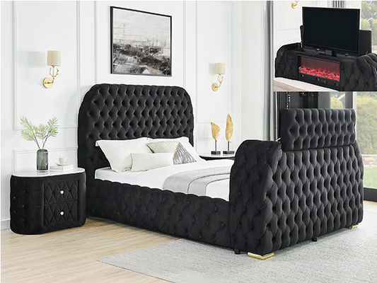 NATALIA BED W/FIREPLACE,TV