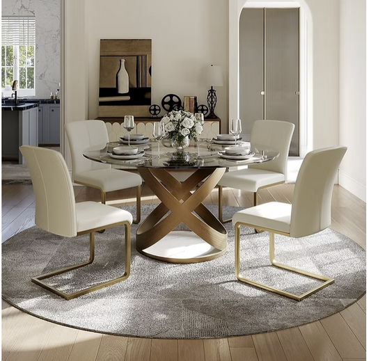 Sami 51" Glass Top Table