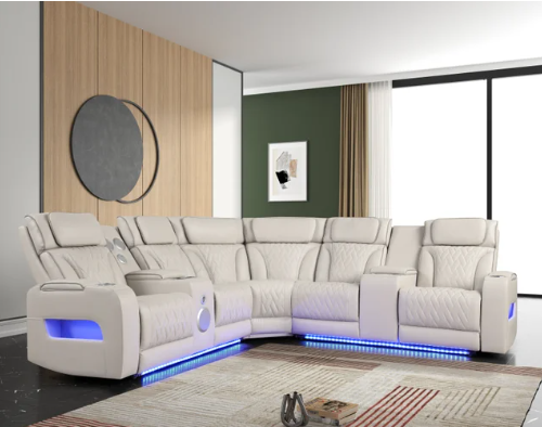 Spain Sand Power Reclining Sectional (Power Headrests)